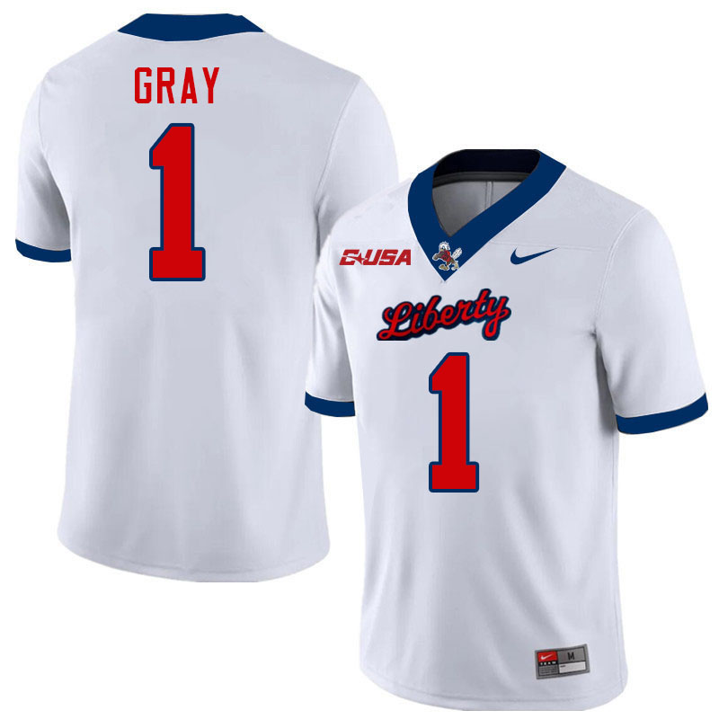 Liberty Flames #1 Julian Gray College Football Jerseys Stitched-White